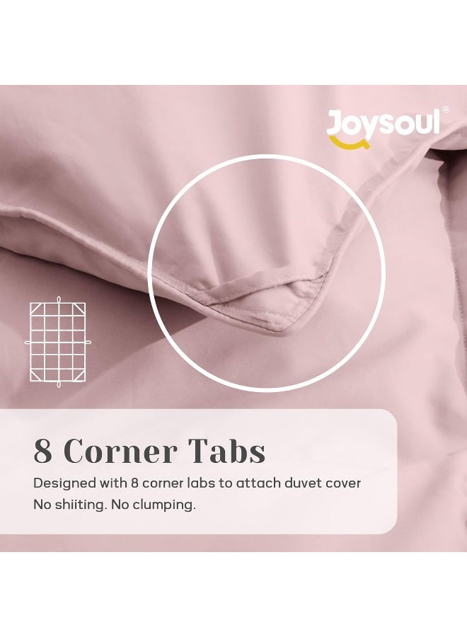 Joysoul Down Comforter Queen Size-All Season Comforter-Ultra Soft White Goose Down Fill and Feather Fiber-Cover Luxury Hotel Bed Comforter with Corner Tabs.(88"X88" Pink) - Image 4
